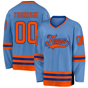 Custom Light Blue Orange-Royal Hockey Jersey