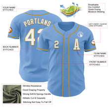 Load image into Gallery viewer, Custom Light Blue White-Old Gold Authentic Baseball Jersey
