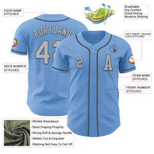 Custom Light Blue Gray-Steel Gray Authentic Baseball Jersey