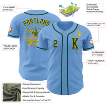 Load image into Gallery viewer, Custom Light Blue Green-Gold Authentic Baseball Jersey
