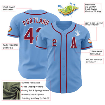 Custom Light Blue Crimson-White Authentic Baseball Jersey