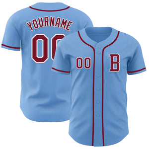 Custom Light Blue Crimson-White Authentic Baseball Jersey