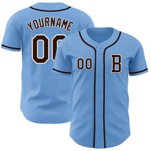 Load image into Gallery viewer, Custom Light Blue Brown-White Authentic Baseball Jersey
