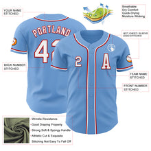 Load image into Gallery viewer, Custom Light Blue White-Red Authentic Baseball Jersey
