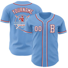 Load image into Gallery viewer, Custom Light Blue White-Red Authentic Baseball Jersey
