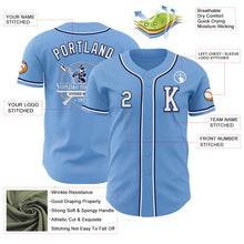 Load image into Gallery viewer, Custom Light Blue White-Navy Authentic Baseball Jersey
