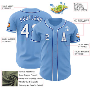 Custom Light Blue White-Royal Authentic Baseball Jersey