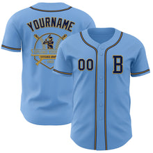 Load image into Gallery viewer, Custom Light Blue Navy-Old Gold Authentic Baseball Jersey
