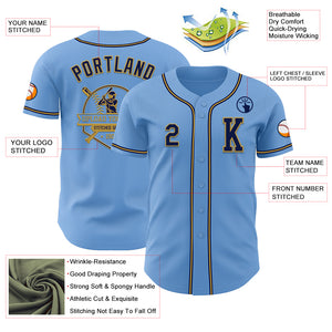 Custom Light Blue Navy-Old Gold Authentic Baseball Jersey