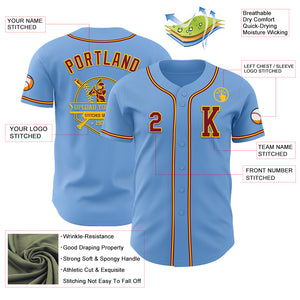 Custom Light Blue Crimson-Yellow Authentic Baseball Jersey