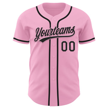 Custom Light Pink Black Authentic Baseball Jersey