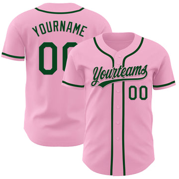 Custom Light Pink Green Authentic Baseball Jersey