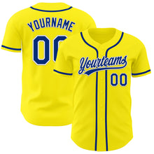 Load image into Gallery viewer, Custom Light Yellow Royal-White Authentic Baseball Jersey
