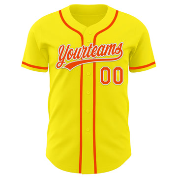 Custom Light Yellow Orange-White Authentic Baseball Jersey