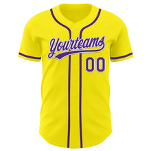 Load image into Gallery viewer, Custom Light Yellow Purple-White Authentic Baseball Jersey
