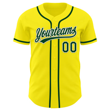 Custom Light Yellow Green-White Authentic Baseball Jersey