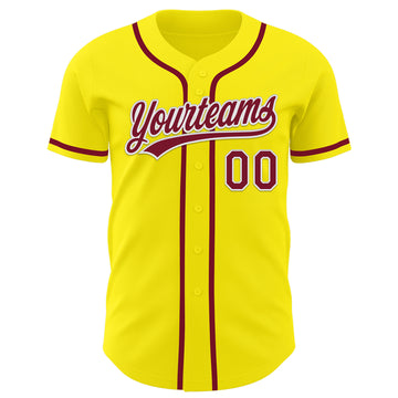 Custom Light Yellow Crimson-White Authentic Baseball Jersey