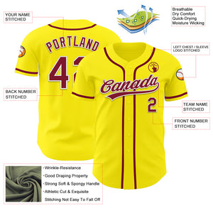 Custom Light Yellow Crimson-White Authentic Baseball Jersey