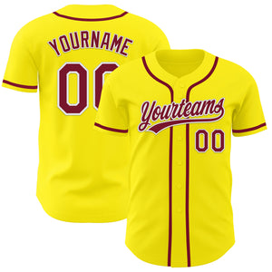 Custom Light Yellow Crimson-White Authentic Baseball Jersey