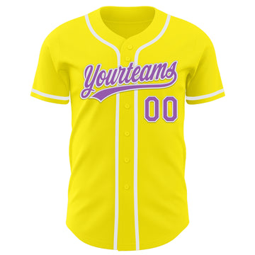 Custom Light Yellow Medium Purple-White Authentic Baseball Jersey