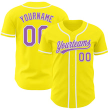 Load image into Gallery viewer, Custom Light Yellow Medium Purple-White Authentic Baseball Jersey
