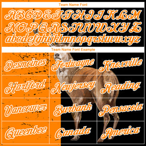 Custom Black Bay Orange-White 3D Animal Deer Hunting Sleeve Performance T-Shirt