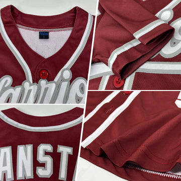 Custom Burgundy White-Gray Authentic Baseball Jersey