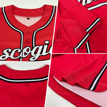 Custom Red White-Black Authentic Baseball Jersey