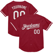 Load image into Gallery viewer, Custom Maroon White Mesh Authentic Throwback Baseball Jersey
