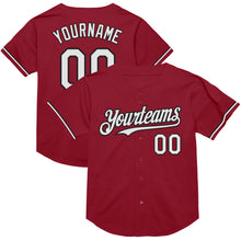 Load image into Gallery viewer, Custom Maroon White-Black Mesh Authentic Throwback Baseball Jersey
