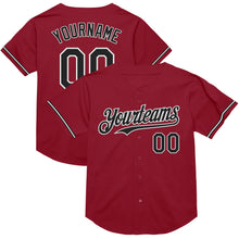 Load image into Gallery viewer, Custom Maroon Black-White Mesh Authentic Throwback Baseball Jersey
