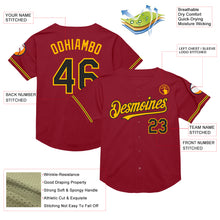 Load image into Gallery viewer, Custom Maroon Black-Gold Mesh Authentic Throwback Baseball Jersey
