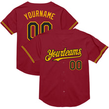 Load image into Gallery viewer, Custom Maroon Black-Gold Mesh Authentic Throwback Baseball Jersey
