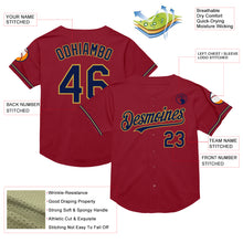 Load image into Gallery viewer, Custom Maroon Navy-Old Gold Mesh Authentic Throwback Baseball Jersey
