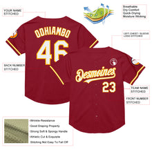 Load image into Gallery viewer, Custom Maroon White-Gold Mesh Authentic Throwback Baseball Jersey
