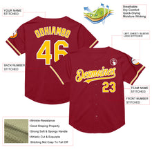 Load image into Gallery viewer, Custom Maroon Yellow-White Mesh Authentic Throwback Baseball Jersey
