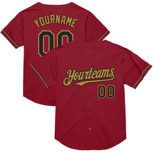 Load image into Gallery viewer, Custom Maroon Black-Old Gold Mesh Authentic Throwback Baseball Jersey
