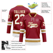 Load image into Gallery viewer, Custom Maroon White-Old Gold Hockey Lace Neck Jersey
