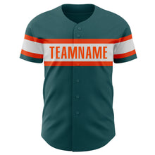 Load image into Gallery viewer, Custom Midnight Green White-Orange Authentic Baseball Jersey
