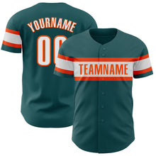 Load image into Gallery viewer, Custom Midnight Green White-Orange Authentic Baseball Jersey
