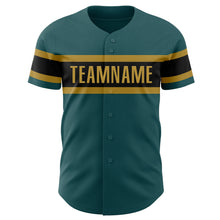 Load image into Gallery viewer, Custom Midnight Green Black-Old Gold Authentic Baseball Jersey
