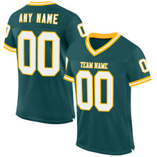 Load image into Gallery viewer, Custom Midnight Green White-Gold Mesh Authentic Throwback Football Jersey
