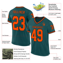 Load image into Gallery viewer, Custom Midnight Green Orange-Black Mesh Authentic Throwback Football Jersey
