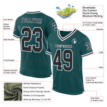 Load image into Gallery viewer, Custom Midnight Green Black-White Mesh Authentic Throwback Football Jersey
