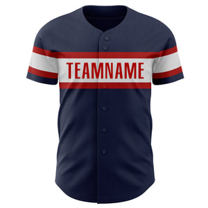 Custom Navy White-Red Authentic Baseball Jersey