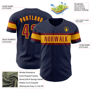 Custom Navy Crimson-Gold Authentic Baseball Jersey