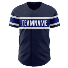 Load image into Gallery viewer, Custom Navy Royal-White Authentic Baseball Jersey
