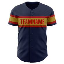 Load image into Gallery viewer, Custom Navy Old Gold-Red Authentic Baseball Jersey
