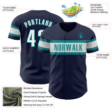 Load image into Gallery viewer, Custom Navy White-Teal Authentic Baseball Jersey
