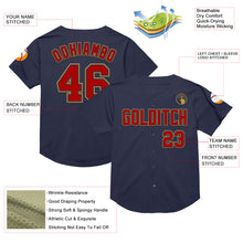 Load image into Gallery viewer, Custom Navy Red-Old Gold Mesh Authentic Throwback Baseball Jersey
